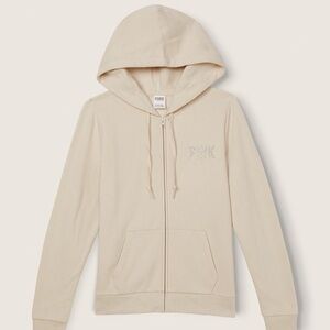 NWT: Victoria’s Secret PINK Soft Fleece Full Zip Hooded Sweatshirt:  X-Large